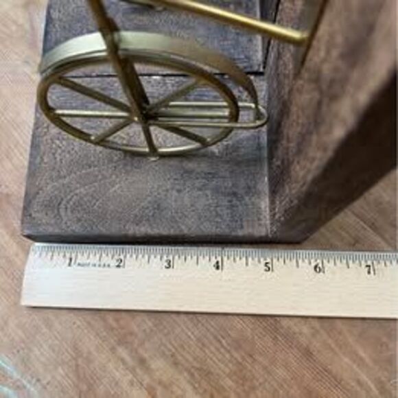 Wooden Bike Decorative Bookends, Set Of 2 Office Bookends w/Brass - Picture 8 of 8